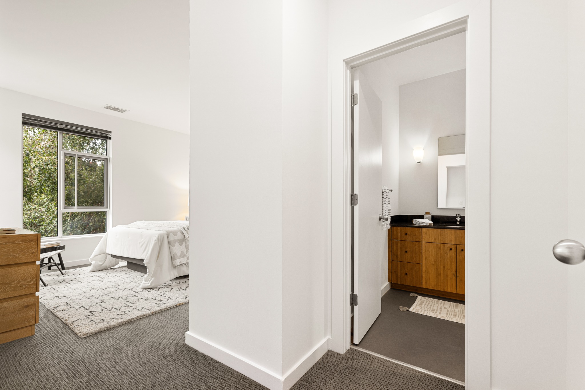 Bedroom and bathroom transition