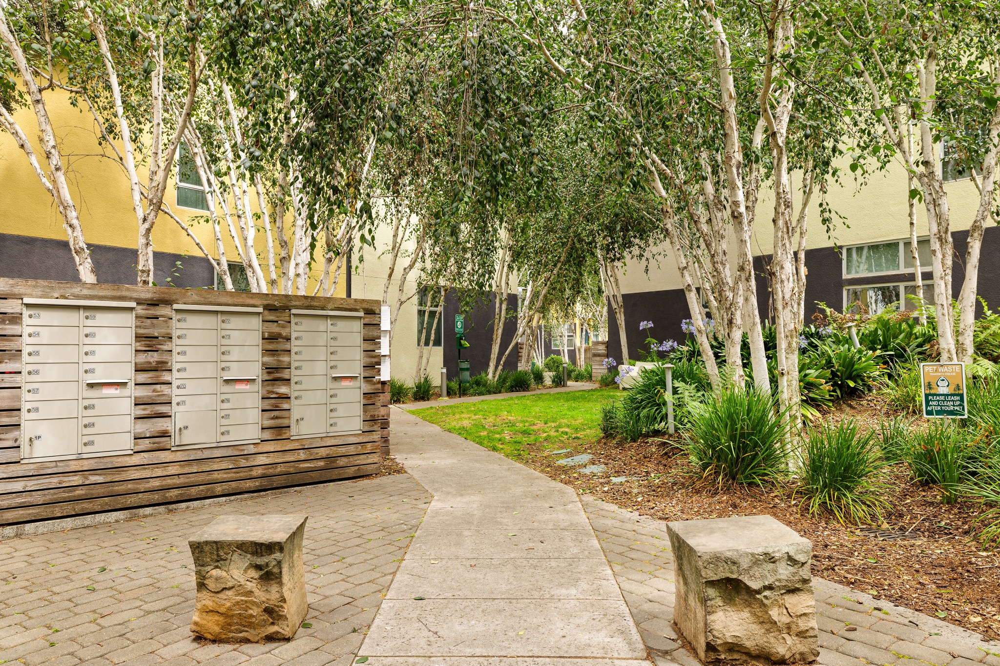 Community walkway and mailboxes