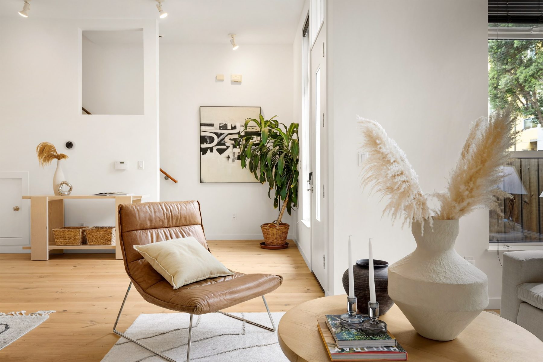 Entry detail with warm wood floors
